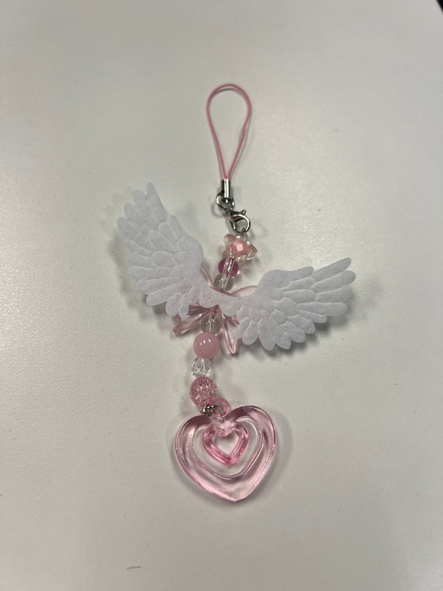 Angel wing cellphone charm accesory